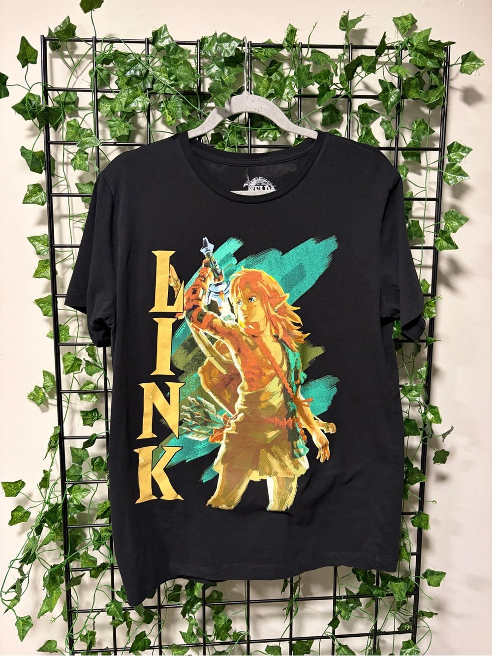 Nintendo Black T-Shirt with Yellow & Teal Link Graphic